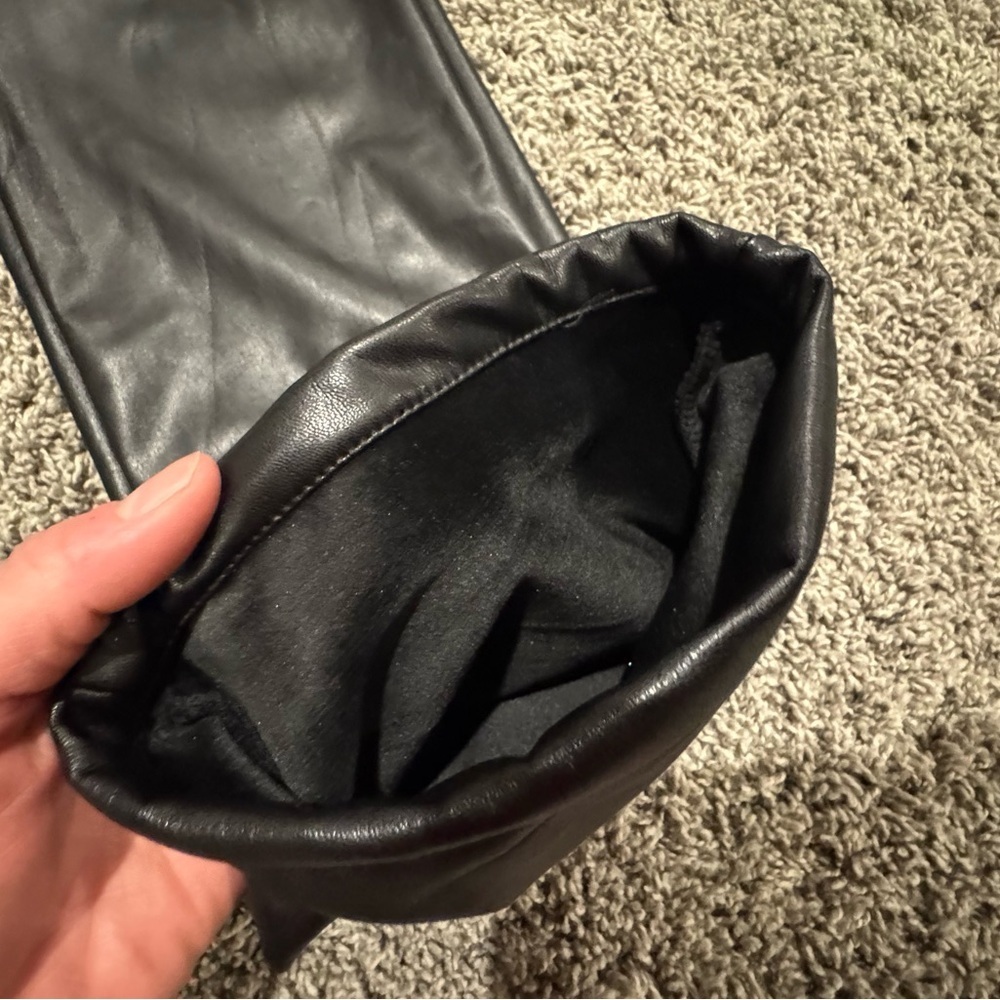 5/$25 Girls Black Faux Leather wide leg Pants with elastic waist, size 7-8 - Picture 6 of 6